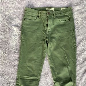 Hi Rise Skinny Green Denim